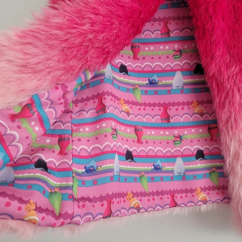 Trolls Girls 10/12‎ Hot Pink Fuzzy Faux Fur Sleeveless Vest Ombre